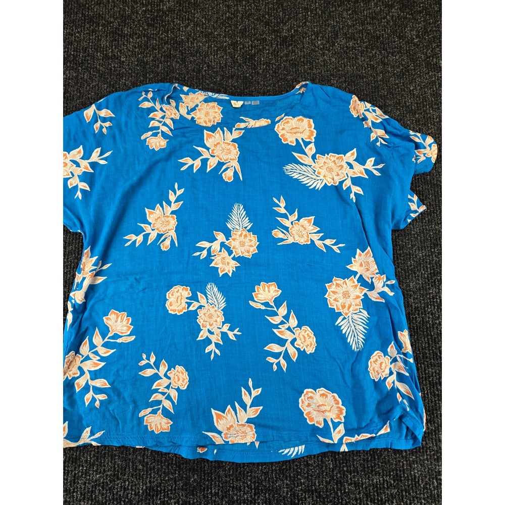 Roxy Womens Blue Floral Tropical Scoop Neck Cover Up Size Medium